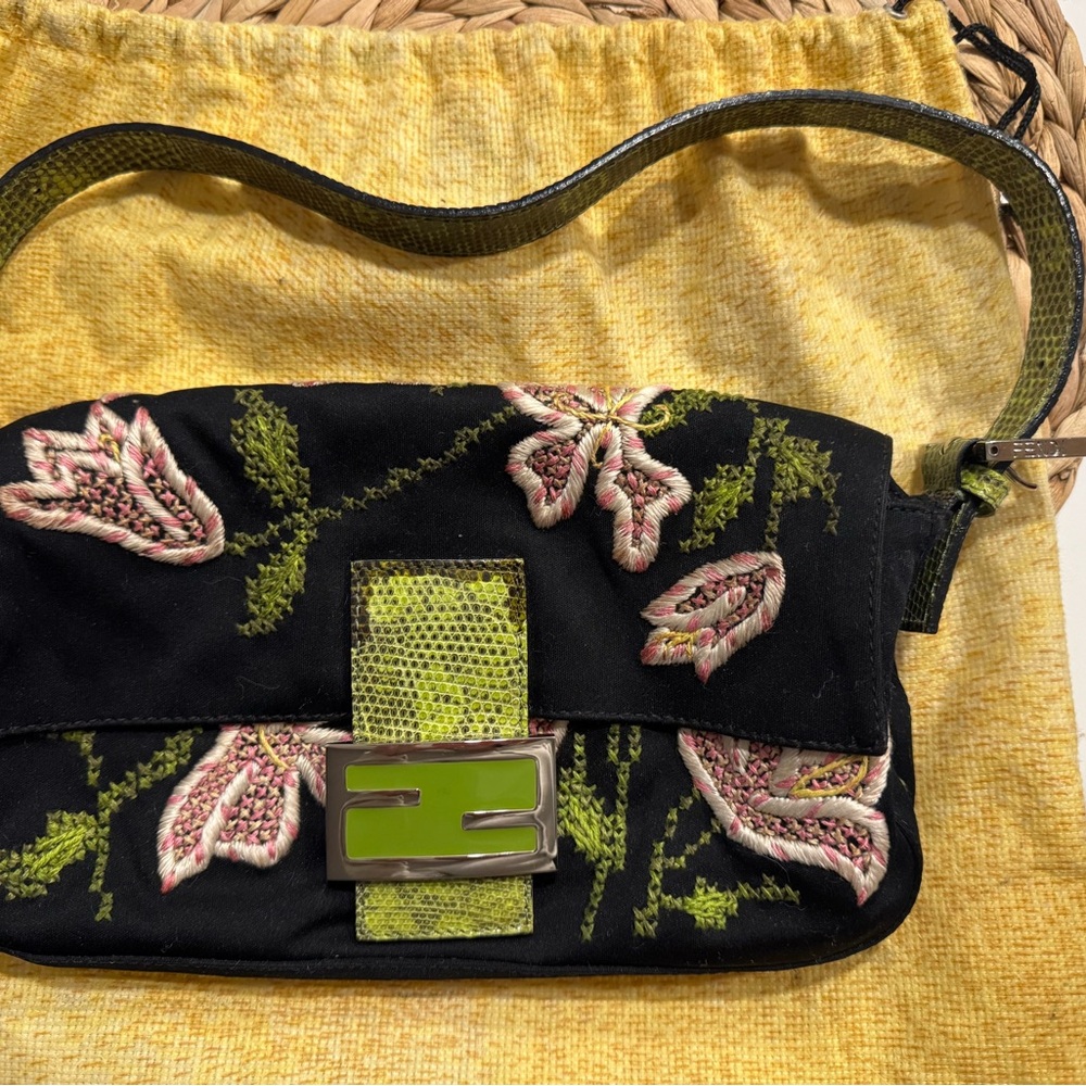Fendi Floral Embroidered Baguette bag